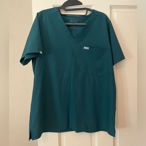 Teal FionX Figs scrub top and bottom